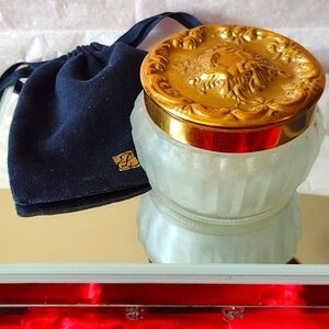 Estee Lauder Gold Gilt Repousse Powder Glass  Powder Container...